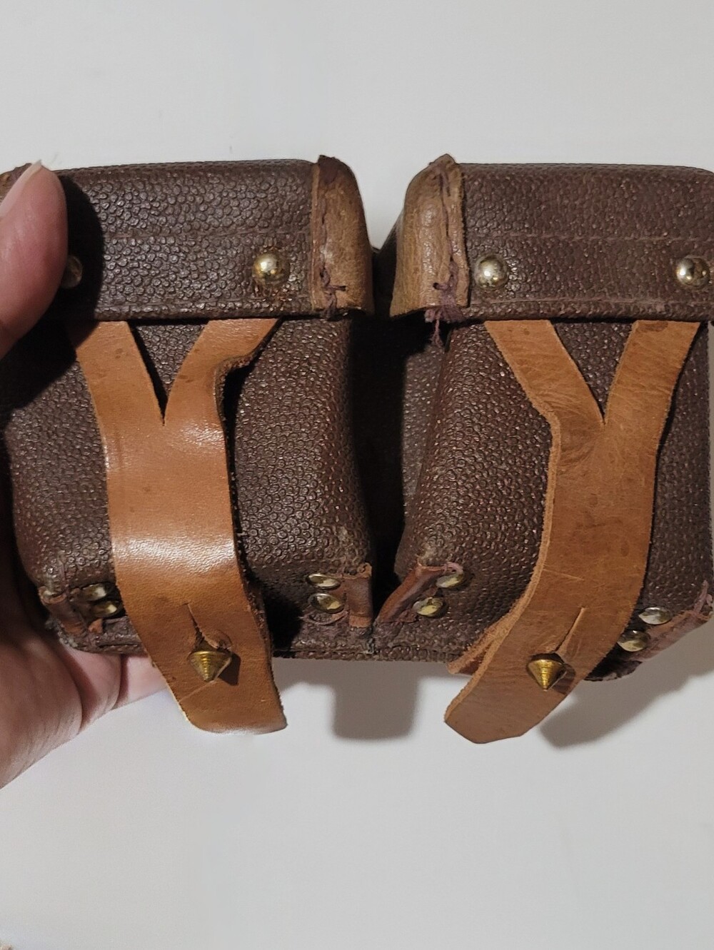 Soviet Military Mosin Nasgant -twin cell Leather Ammo Belt Pouch.